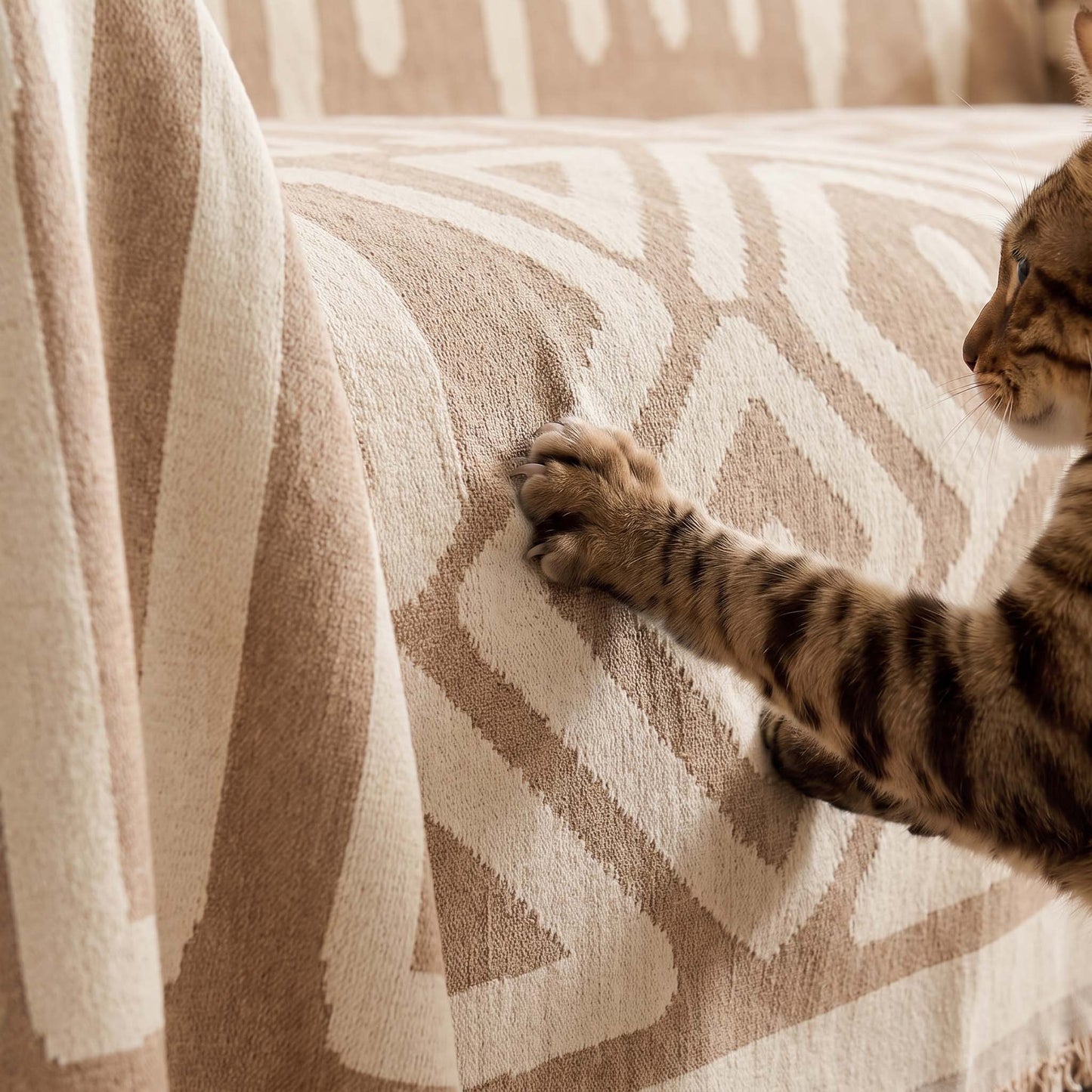 Chic Geometric Boho Sofa Cover with 360-Degree Protection | Stylish & Easy Maintenance for Pet-Friendly Homes 7