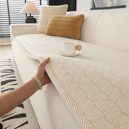 Chic Thick Plush Couch Cover | Soft Microfiber Slipcover with Non-Slip Backing | Pet-Friendly Protection for Furniture 1