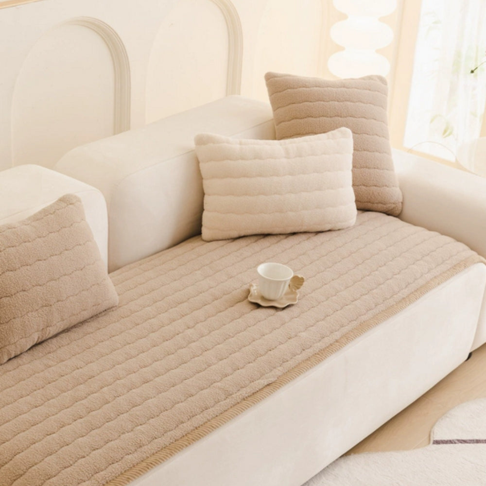 Chic Thick Plush Couch Cover | Soft Microfiber Slipcover with Non-Slip Backing | Pet-Friendly Protection for Furniture 3