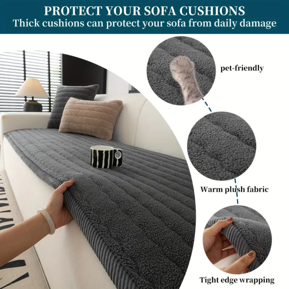 Chic Thick Plush Couch Cover | Soft Microfiber Slipcover with Non-Slip Backing | Pet-Friendly Protection for Furniture 7