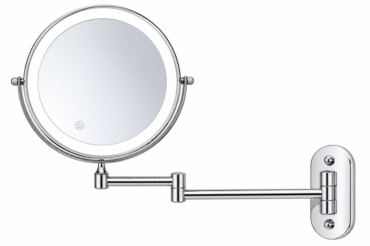 LED Makeup Mirror with Adjustable Lighting & Magnification | Stylish Chrome Finish for Flawless Beauty