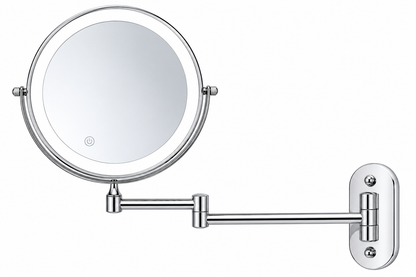 LED Makeup Mirror with Adjustable Lighting & Magnification | Stylish Chrome Finish for Flawless Beauty