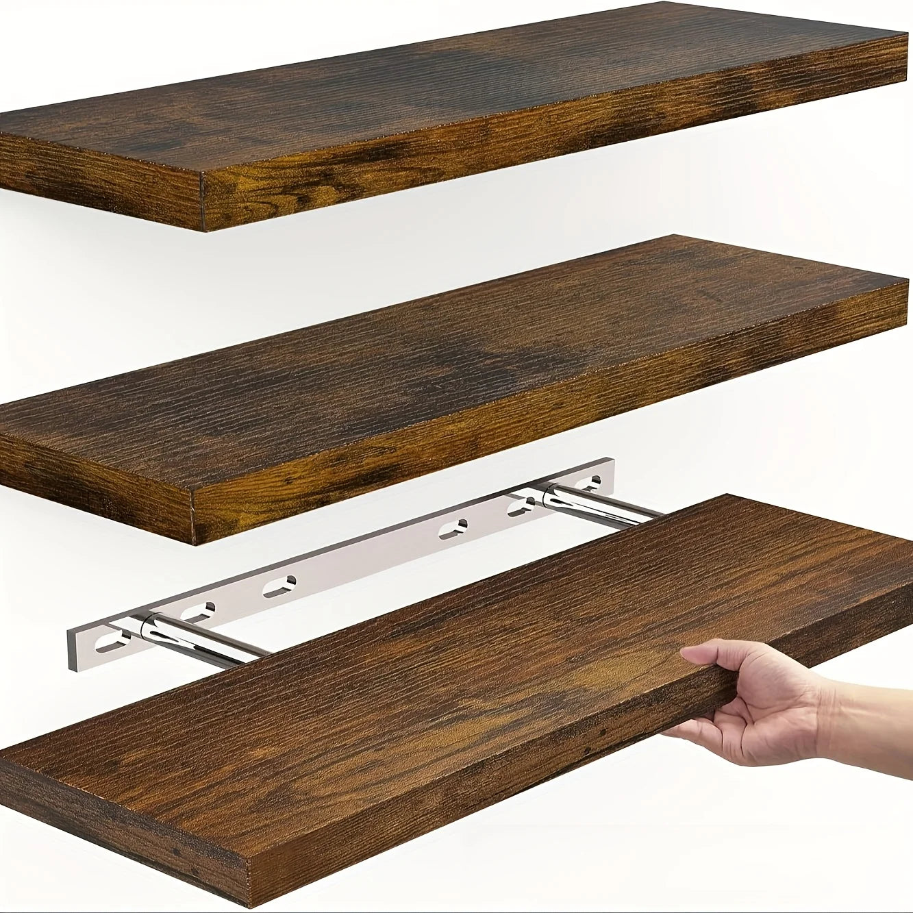 Classic Solid Wood Wall Shelf | Space-Saving Floating Design for Stylish Storage and Display 0