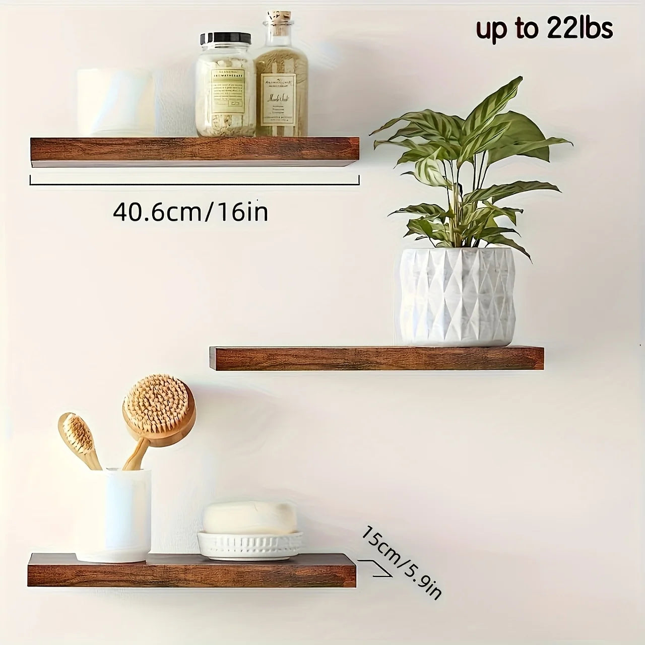 Classic Solid Wood Wall Shelf | Space-Saving Floating Design for Stylish Storage and Display 5