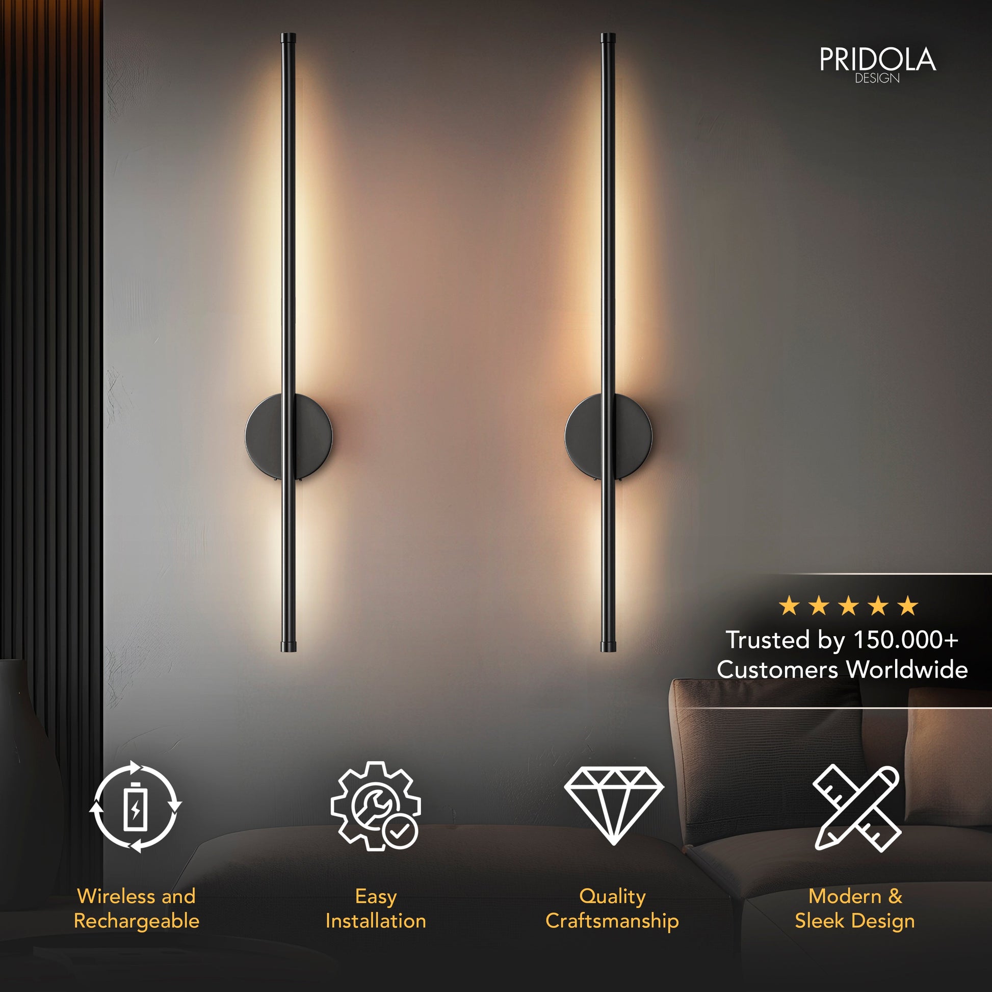 Contemporary Wireless Wall Lights | Adjustable Brightness Sconces for Indoor & Outdoor Versatility 1