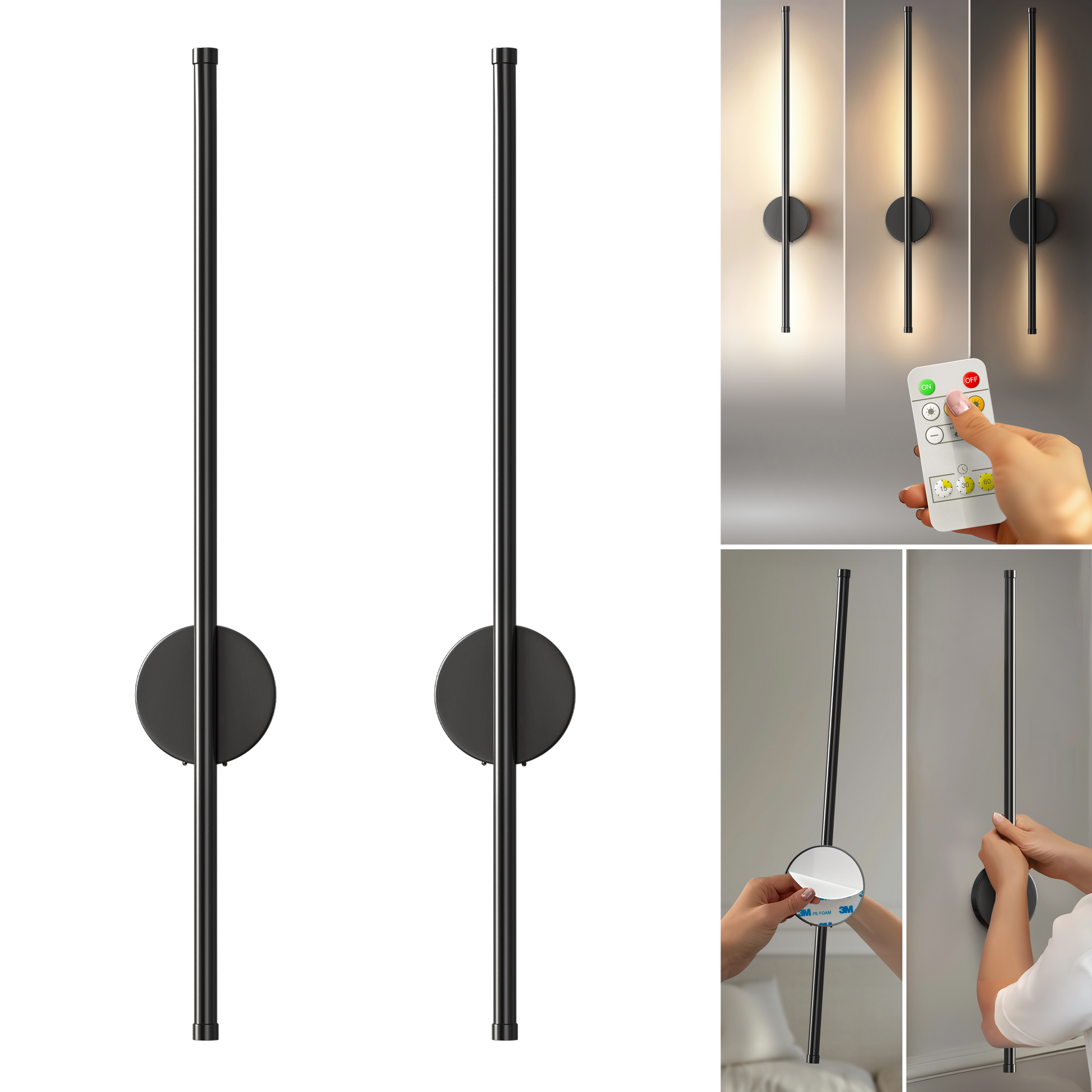 Contemporary Wireless Wall Lights | Adjustable Brightness Sconces for Indoor & Outdoor Versatility 2