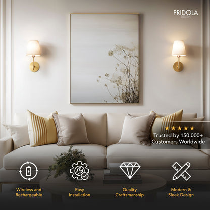 Contemporary Wireless Wall Sconce Lighting with Adjustable Brightness | Modern Design for Effortless Home Illumination 1