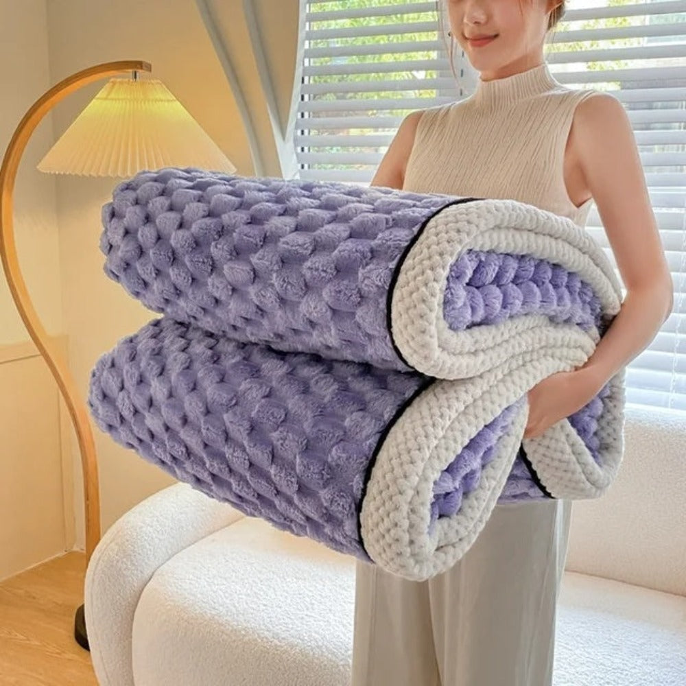 Cozy Haven | Cloud Cuddle Blanket with Bubble-Textured Sherpa Fleece | Year-Round Comfort for Ultimate Relaxation 10