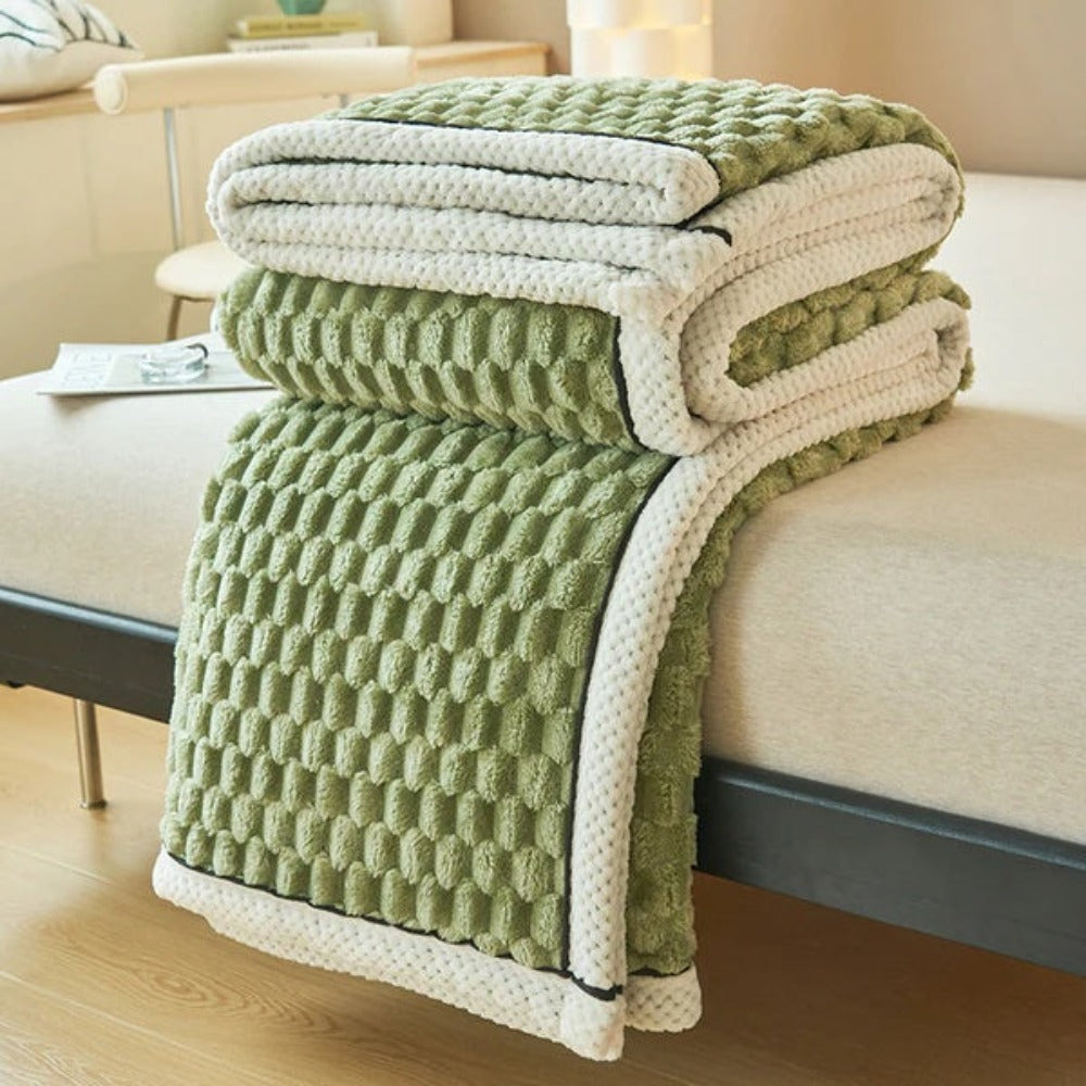 Cozy Haven | Cloud Cuddle Blanket with Bubble-Textured Sherpa Fleece | Year-Round Comfort for Ultimate Relaxation 11