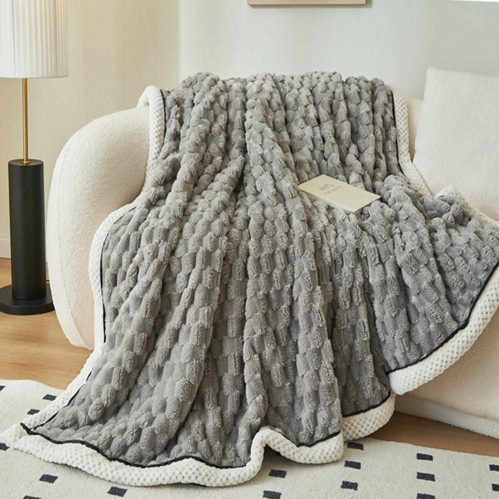 Cozy Haven | Cloud Cuddle Blanket with Bubble-Textured Sherpa Fleece | Year-Round Comfort for Ultimate Relaxation 3
