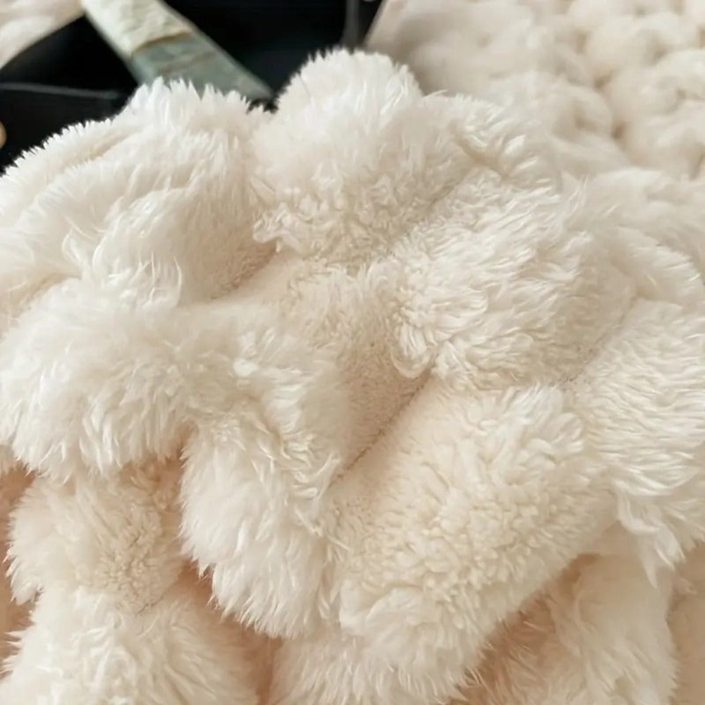 Cozy Haven | Cloud Cuddle Blanket with Bubble-Textured Sherpa Fleece | Year-Round Comfort for Ultimate Relaxation 5