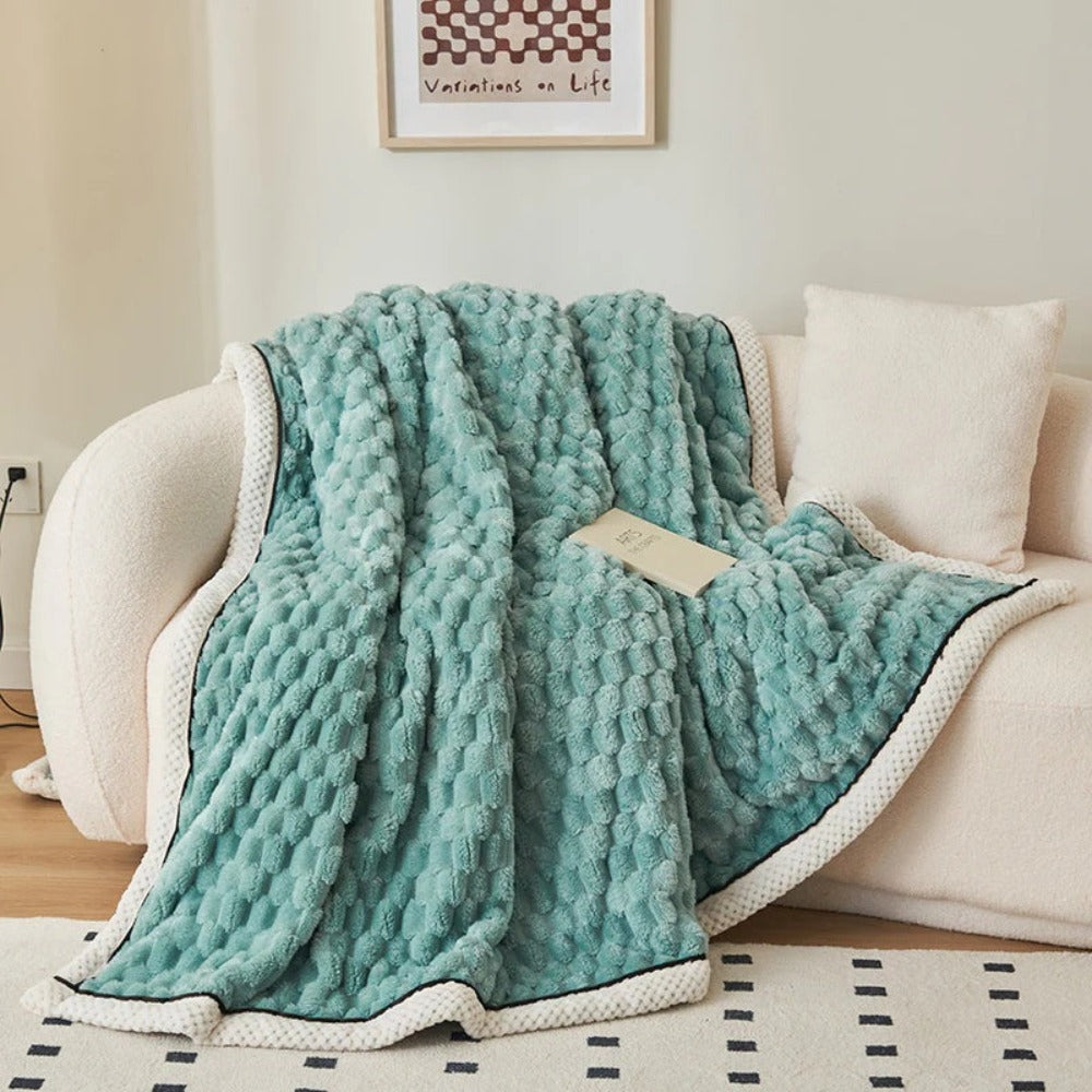 Cozy Haven | Cloud Cuddle Blanket with Bubble-Textured Sherpa Fleece | Year-Round Comfort for Ultimate Relaxation 7