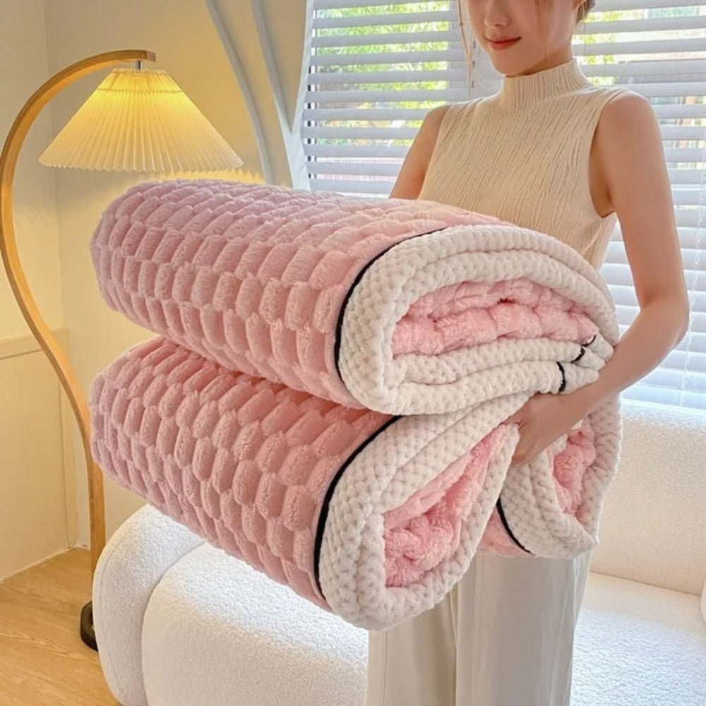Cozy Haven | Cloud Cuddle Blanket with Bubble-Textured Sherpa Fleece | Year-Round Comfort for Ultimate Relaxation 9