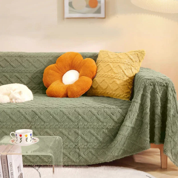 Cozy Haven | Sherpa Couch Cover with Waffle Texture | Luxurious Protection for Your Furniture 0
