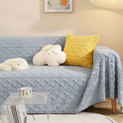 Cozy Haven | Sherpa Couch Cover with Waffle Texture | Luxurious Protection for Your Furniture 3