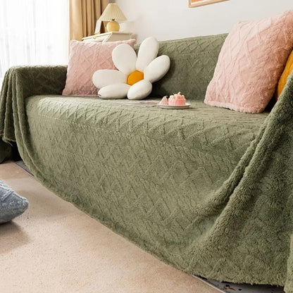 Cozy Haven | Sherpa Couch Cover with Waffle Texture | Luxurious Protection for Your Furniture 4