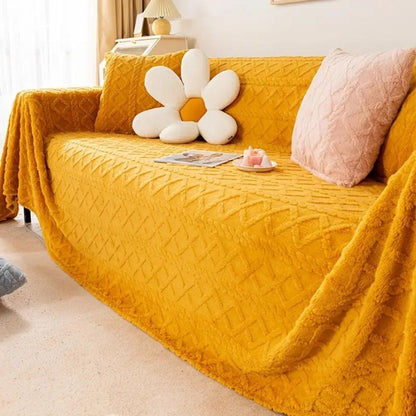 Cozy Haven | Sherpa Couch Cover with Waffle Texture | Luxurious Protection for Your Furniture 5