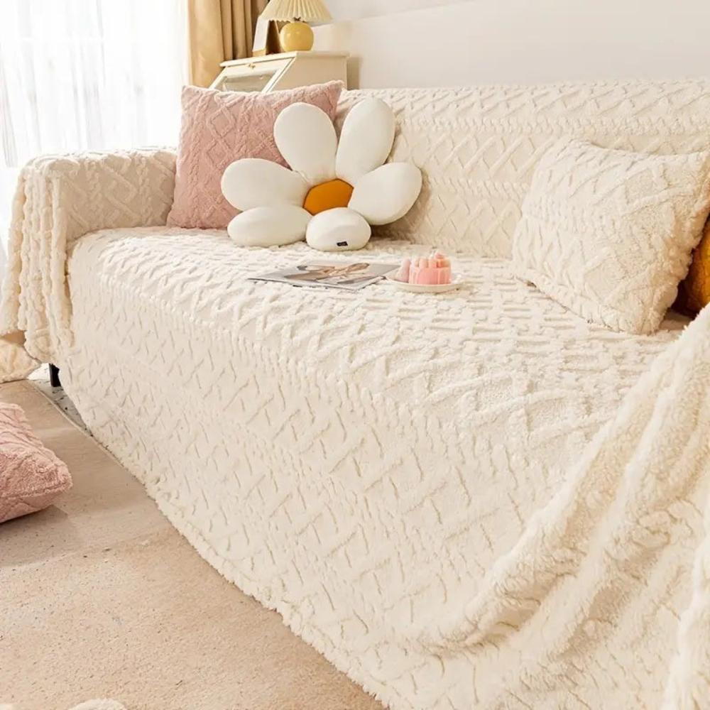 Cozy Haven | Sherpa Couch Cover with Waffle Texture | Luxurious Protection for Your Furniture 8