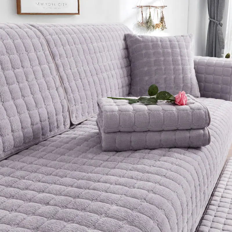 Cozy Home | Soft Flannel Sofa Cover with Anti-Slip Design | Warm Plush Protection for Your Furniture 1