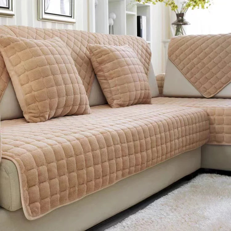 Cozy Home | Soft Flannel Sofa Cover with Anti-Slip Design | Warm Plush Protection for Your Furniture 12