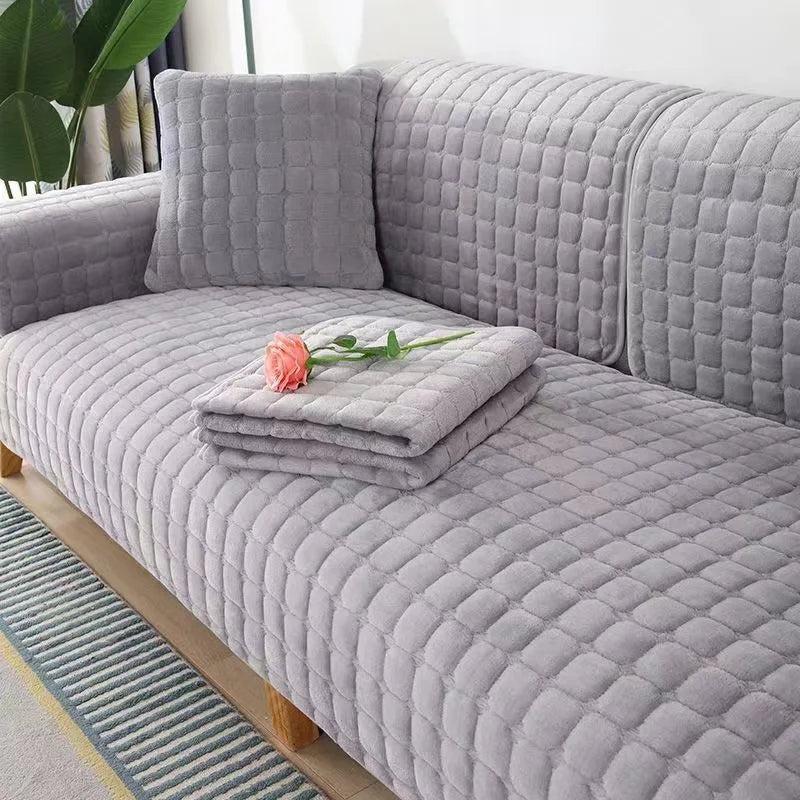 Cozy Home | Soft Flannel Sofa Cover with Anti-Slip Design | Warm Plush Protection for Your Furniture 2