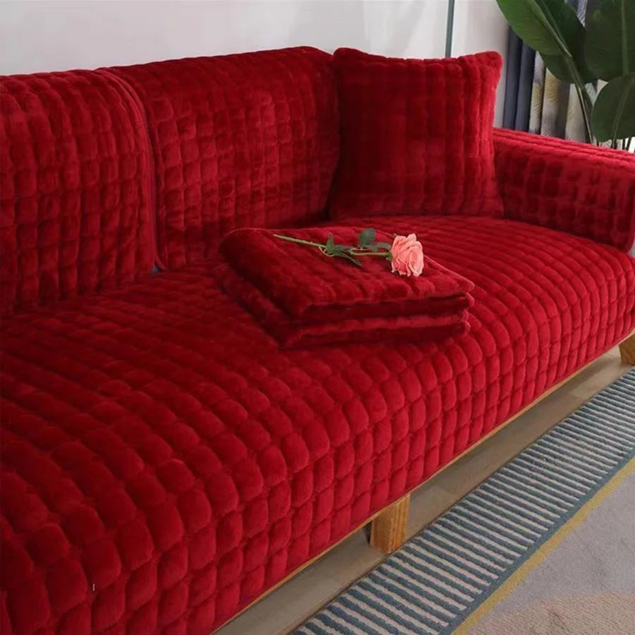Cozy Home | Soft Flannel Sofa Cover with Anti-Slip Design | Warm Plush Protection for Your Furniture 8