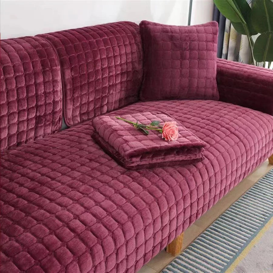 Cozy Home | Soft Flannel Sofa Cover with Anti-Slip Design | Warm Plush Protection for Your Furniture 9