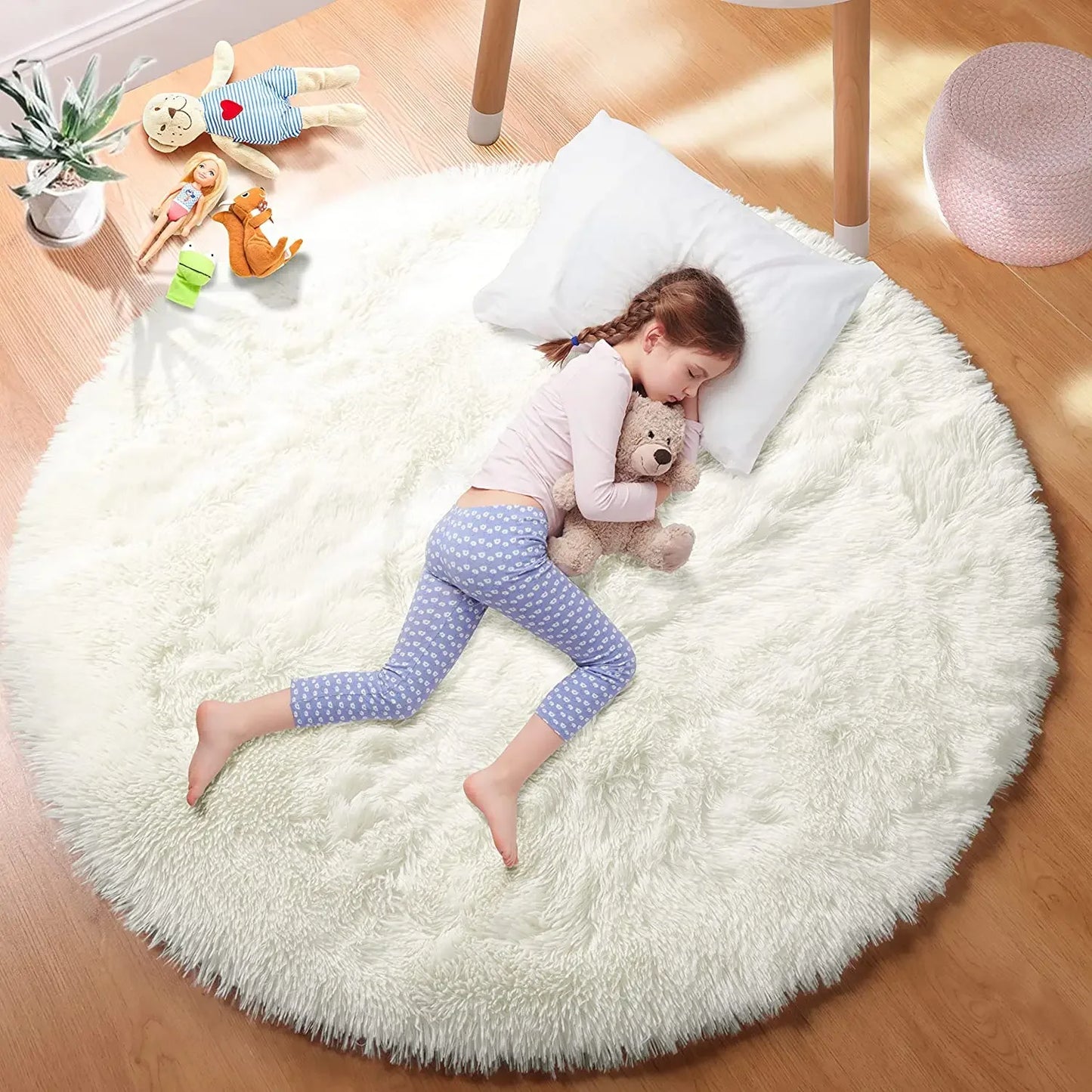 Cozy Plush Round Rug | Soft & Fluffy Mat for Living Room & Bedroom Comfort 0