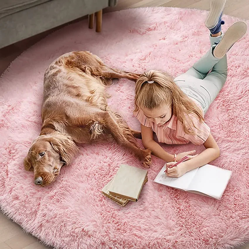 Cozy Plush Round Rug | Soft & Fluffy Mat for Living Room & Bedroom Comfort 1