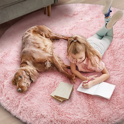 Cozy Plush Round Rug | Soft & Fluffy Mat for Living Room & Bedroom Comfort 1