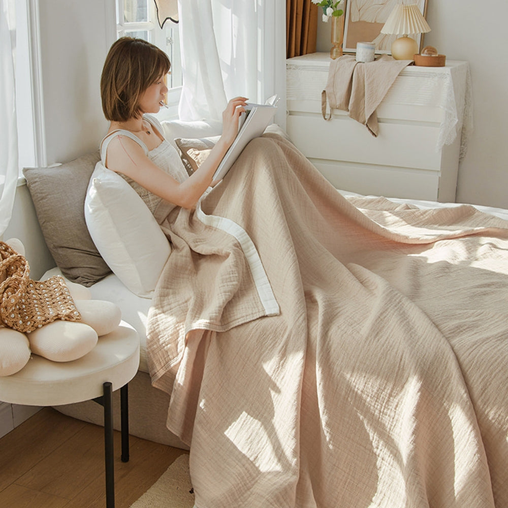 Deluxe Muslin Cotton Blanket with Six Breathable Layers | Lightweight & Durable for Year-Round Comfort 0