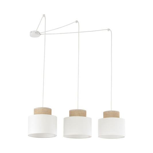 Duo Collection | Adjustable 3-Light Pendant Light with Linen & Jute Shades | Versatile Kitchen Island Lighting for Modern Spaces 1