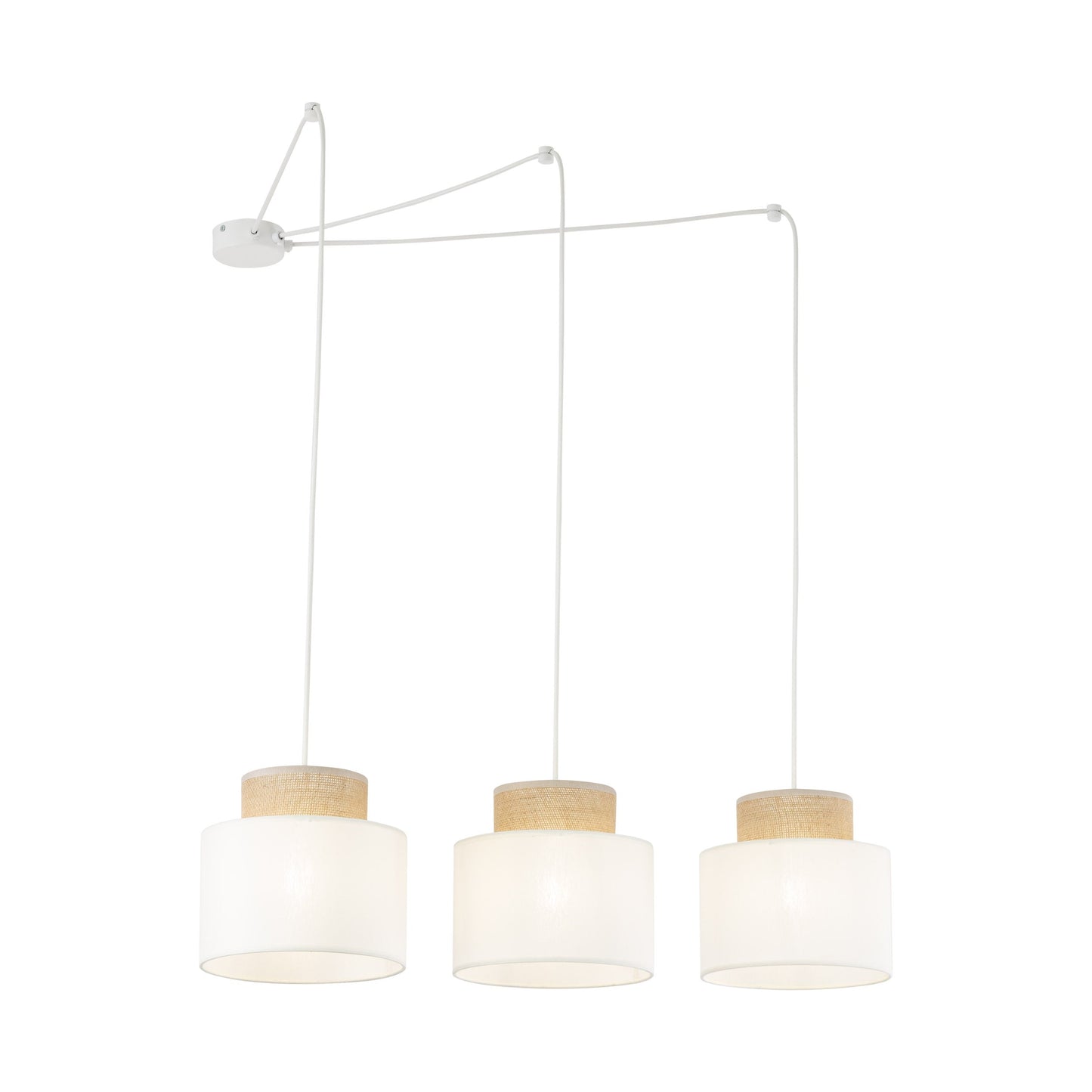 Duo Collection | Adjustable 3-Light Pendant Light with Linen & Jute Shades | Versatile Kitchen Island Lighting for Modern Spaces 2