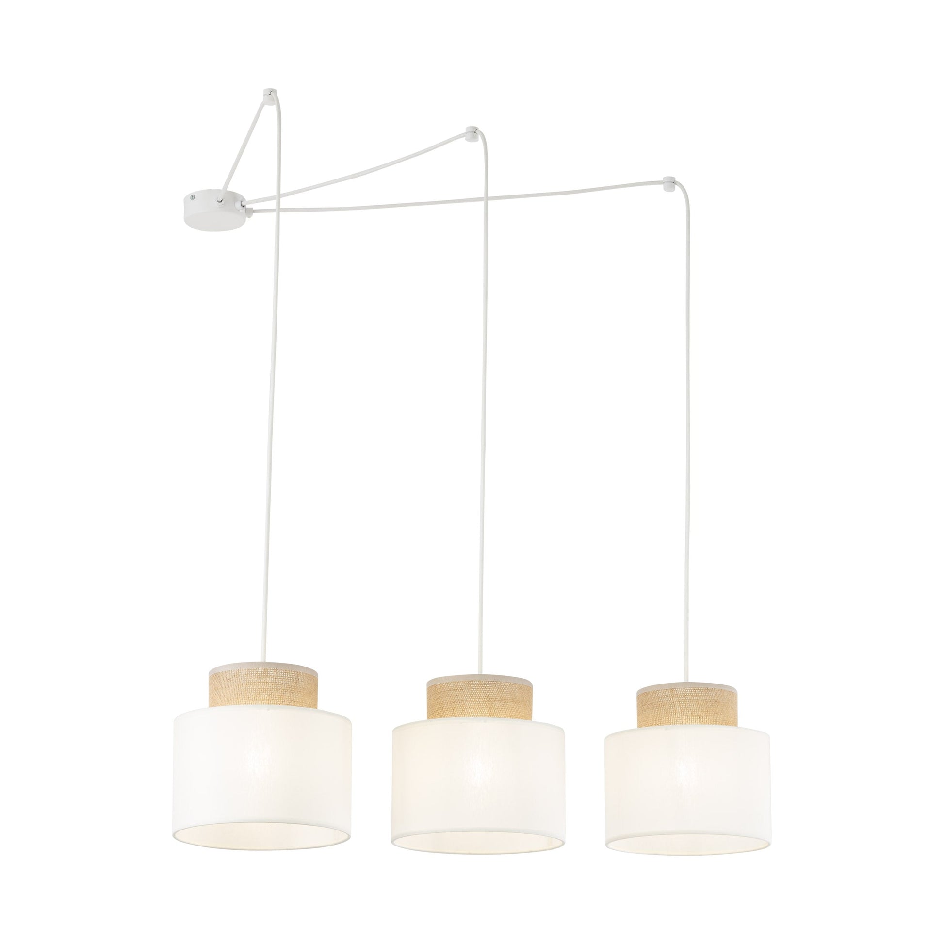 Duo Collection | Adjustable 3-Light Pendant Light with Linen & Jute Shades | Versatile Kitchen Island Lighting for Modern Spaces 2