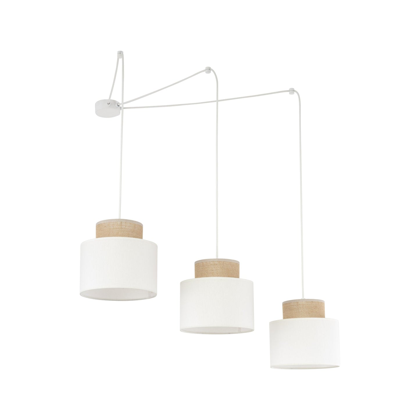 Duo Collection | Adjustable 3-Light Pendant Light with Linen & Jute Shades | Versatile Kitchen Island Lighting for Modern Spaces 3