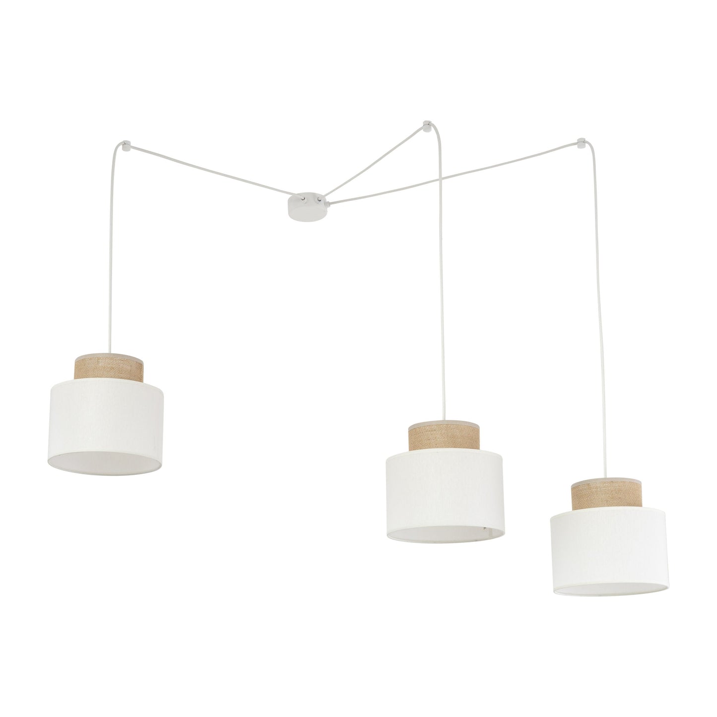 Duo Collection | Adjustable 3-Light Pendant Light with Linen & Jute Shades | Versatile Kitchen Island Lighting for Modern Spaces 4