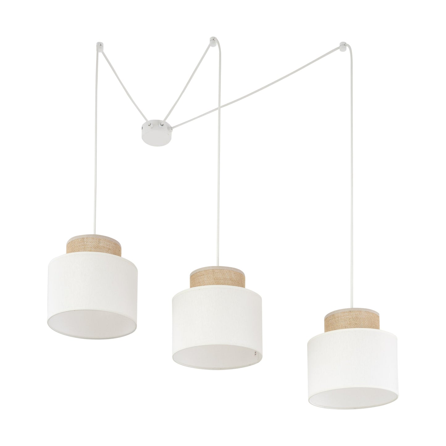 Duo Collection | Adjustable 3-Light Pendant Light with Linen & Jute Shades | Versatile Kitchen Island Lighting for Modern Spaces 5