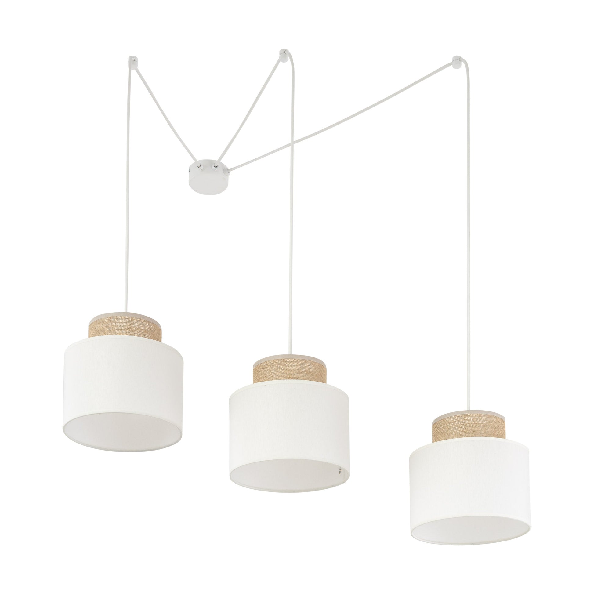 Duo Collection | Adjustable 3-Light Pendant Light with Linen & Jute Shades | Versatile Kitchen Island Lighting for Modern Spaces 5