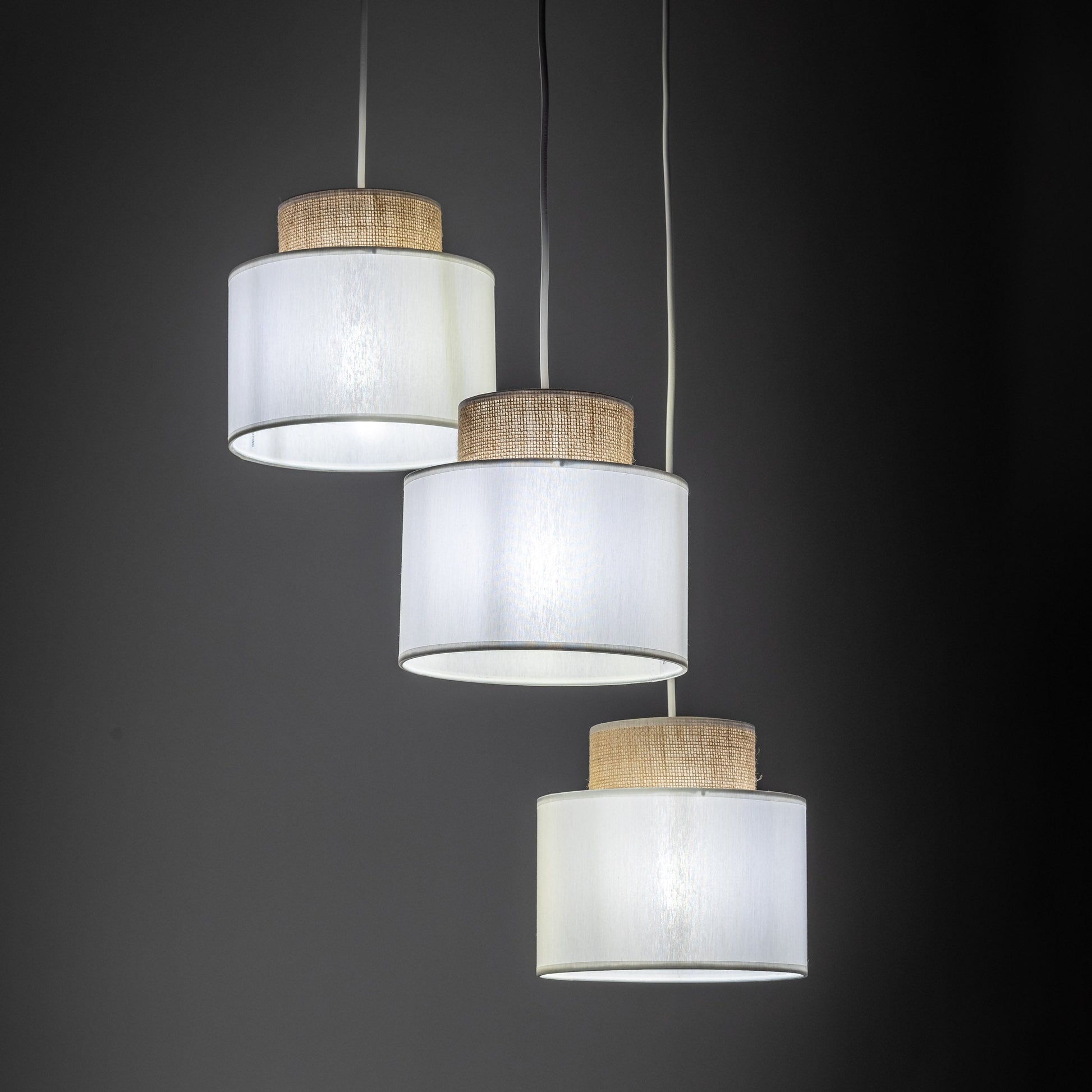 Duo Collection | Natural Jute Pendant Light with Colorful Shades | Eco-Friendly Design for Cozy Kitchen Lighting 2