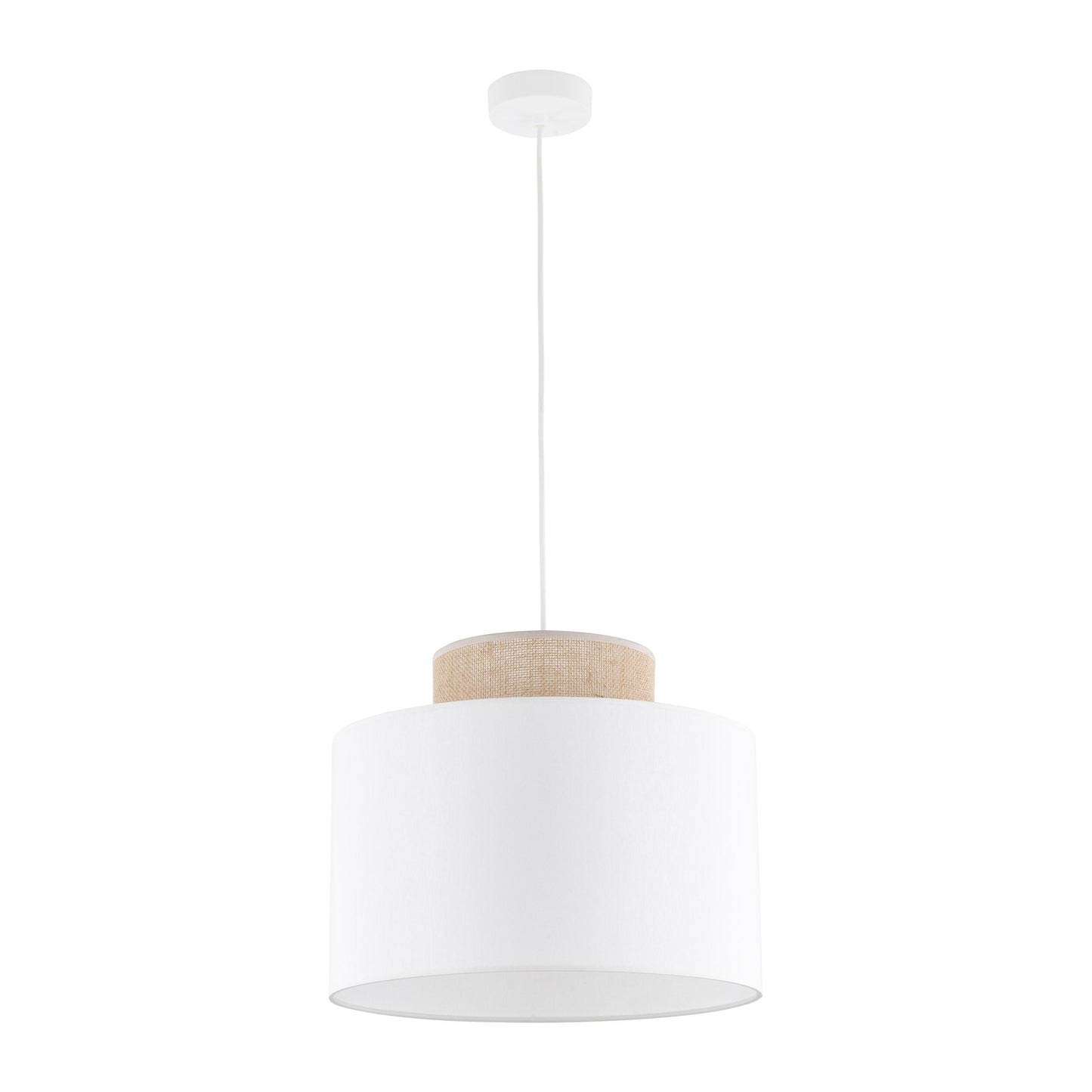 Duo White | Scandinavian Pendant Ceiling Light with Woven Jute Accent | Adjustable Height for Warm Ambient Glow 2