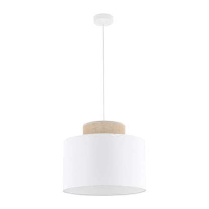 Duo White | Scandinavian Pendant Ceiling Light with Woven Jute Accent | Adjustable Height for Warm Ambient Glow 2