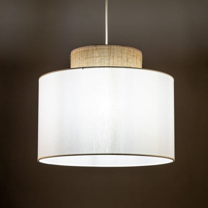 Duo White | Scandinavian Pendant Ceiling Light with Woven Jute Accent | Adjustable Height for Warm Ambient Glow 3