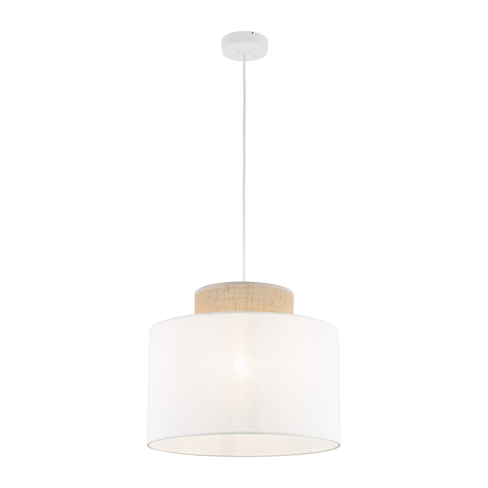 Duo White | Scandinavian Pendant Ceiling Light with Woven Jute Accent | Adjustable Height for Warm Ambient Glow 4