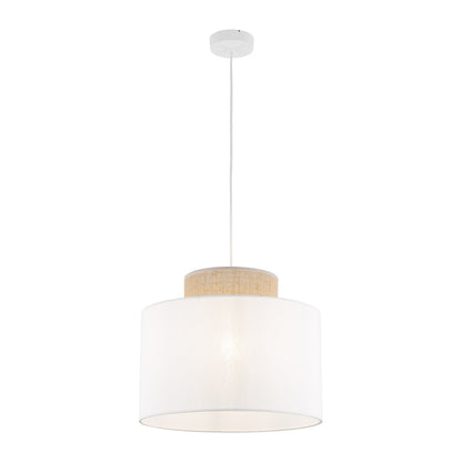 Duo White | Scandinavian Pendant Ceiling Light with Woven Jute Accent | Adjustable Height for Warm Ambient Glow 4