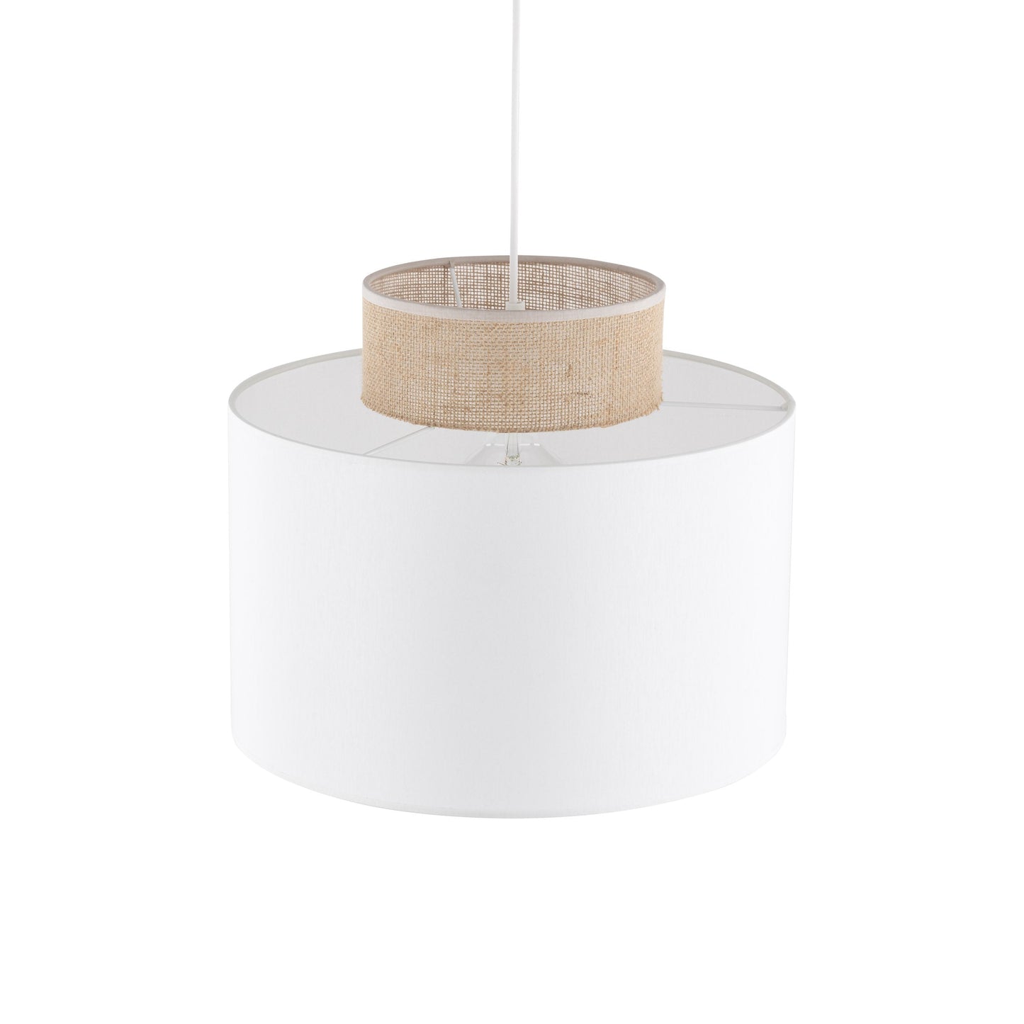 Duo White | Scandinavian Pendant Ceiling Light with Woven Jute Accent | Adjustable Height for Warm Ambient Glow 5