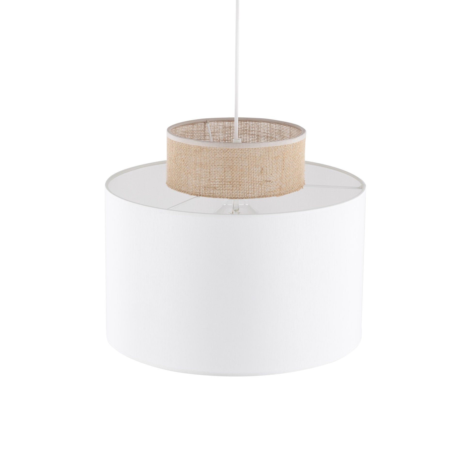 Duo White | Scandinavian Pendant Ceiling Light with Woven Jute Accent | Adjustable Height for Warm Ambient Glow 5