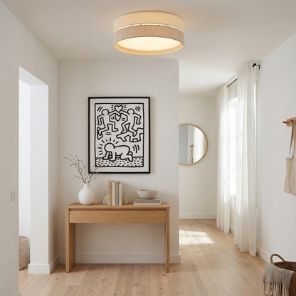 ECO Collection | Flush Mount Ceiling Light with Soft Fabric Shade | Neutral Tones for Modern Ambient Lighting 2