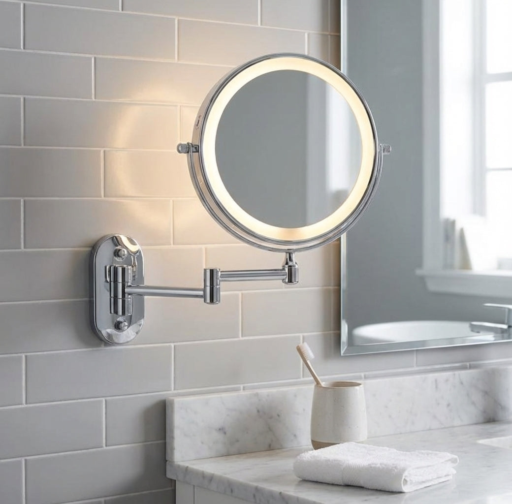 Elara Haus | LED Makeup Mirror with Adjustable Lighting & Magnification | Stylish Chrome Finish for Flawless Beauty 1