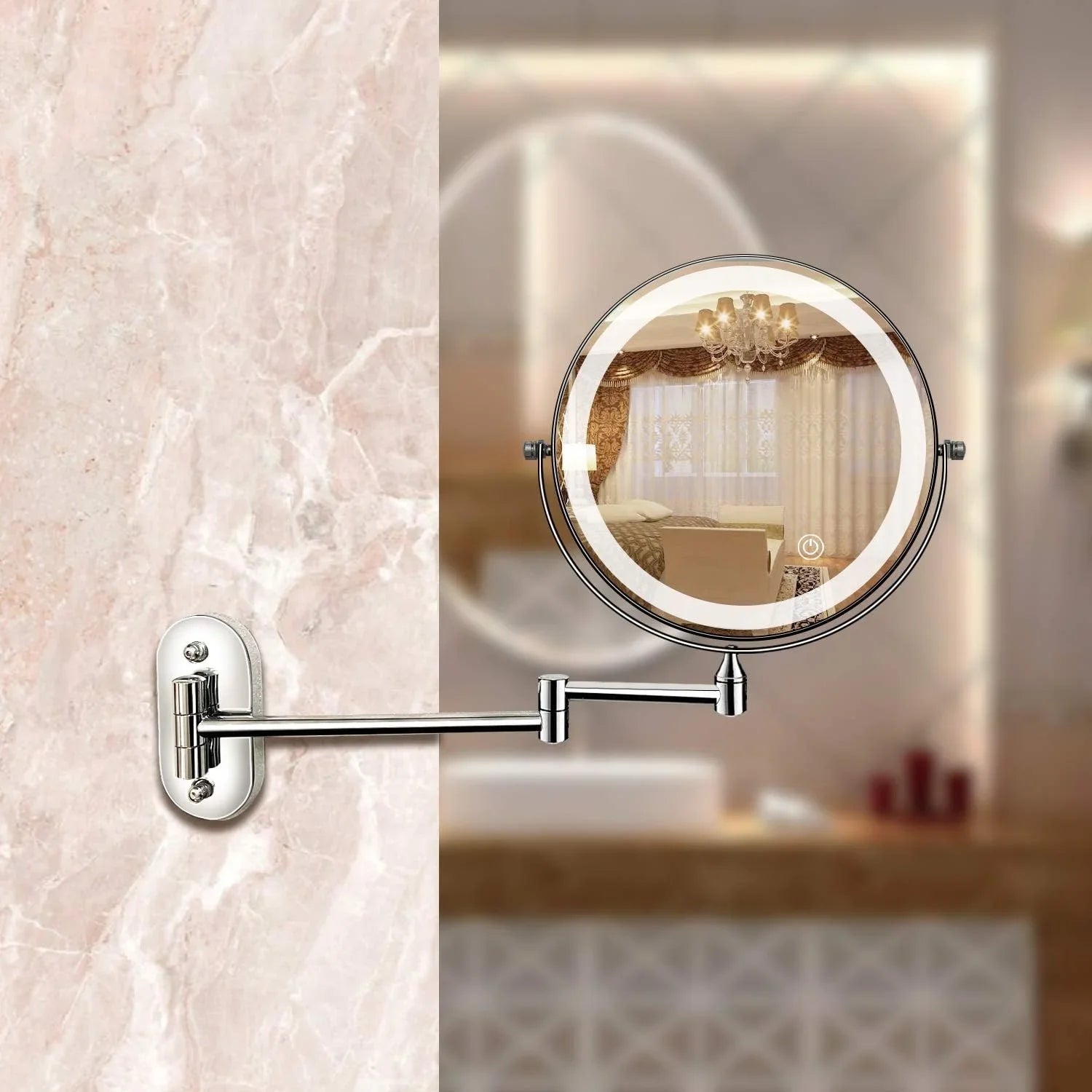 Elara Haus | LED Makeup Mirror with Adjustable Lighting & Magnification | Stylish Chrome Finish for Flawless Beauty 6