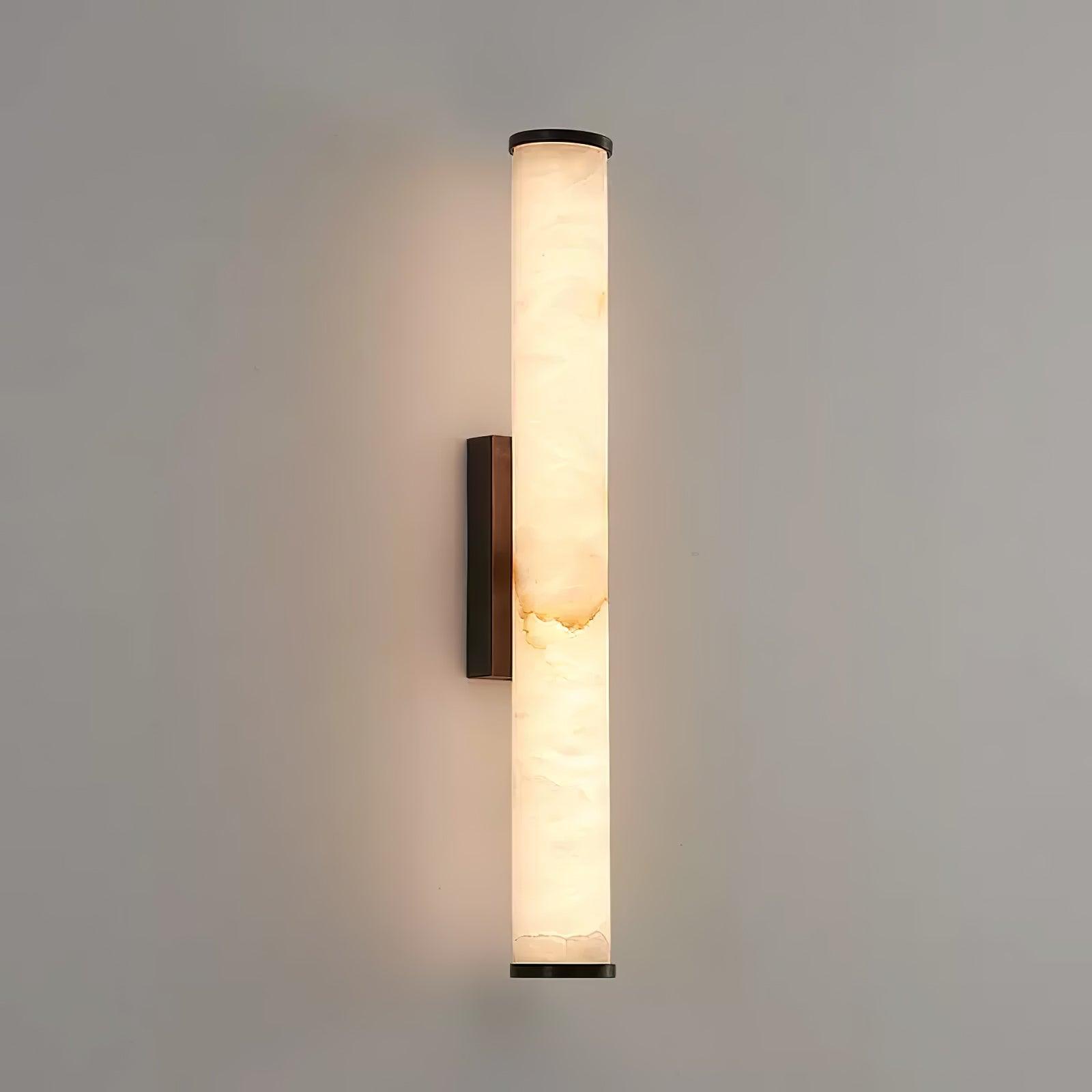 Elegant Alabaster Column Wall Sconce with Soft Ambient Lighting | Versatile Design for Modern and Classic Interiors 0